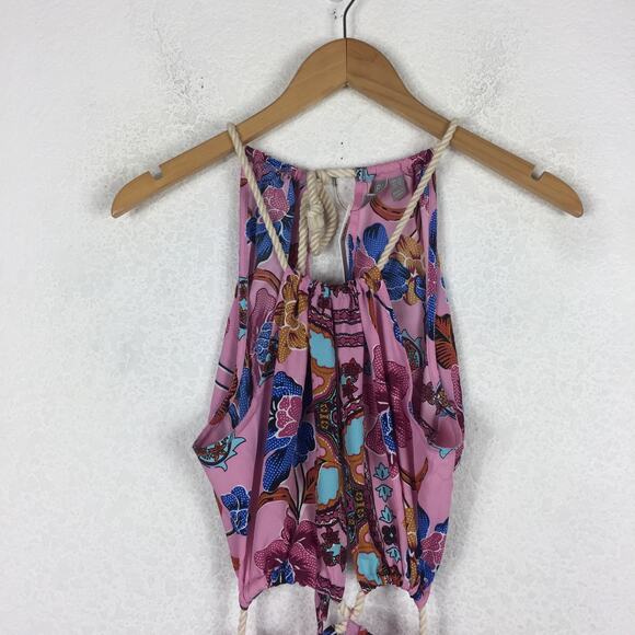 NWT ASOS DESIGN Rope Maxi Dress Size 8 Trim Cut Out Paisley Print Plunge Beach - Picture 4 of 14